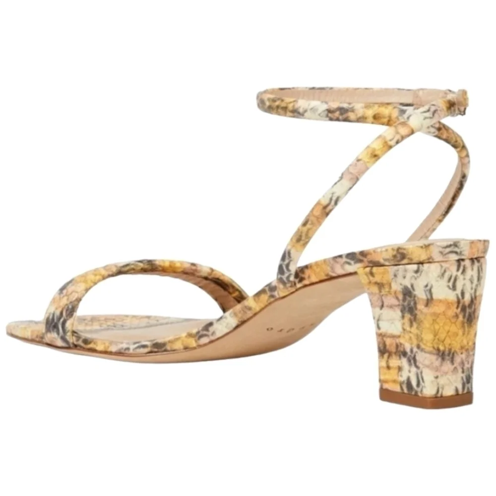 SANDRO Maeva Snake-Effect Leather Sandals, Size 8, Multicolor, NIB